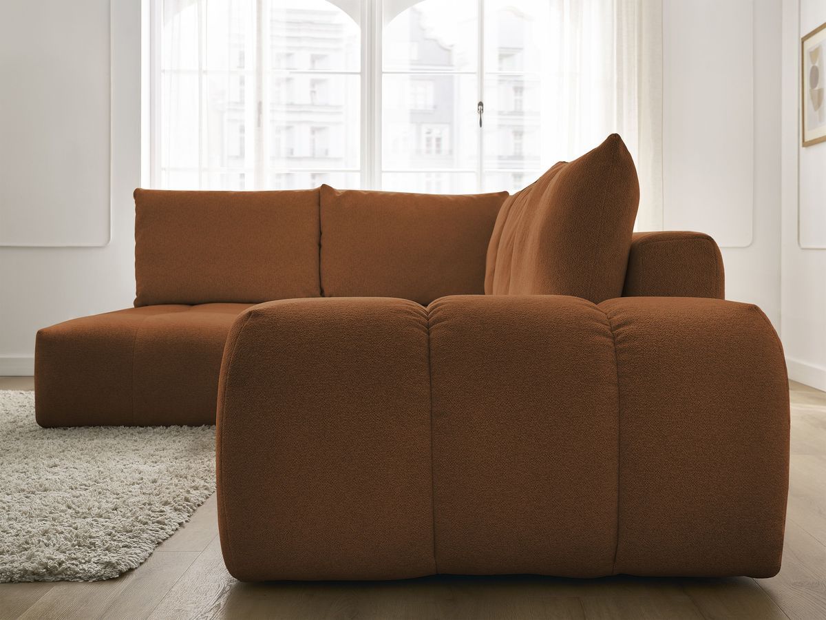 Canapé d'angle L convertible coffre EVEREST tissu chiné