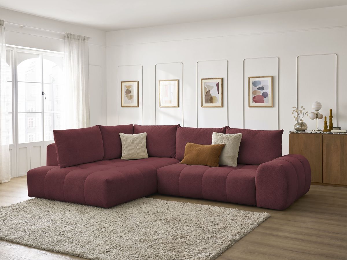 Canapé d'angle L convertible coffre EVEREST tissu chiné