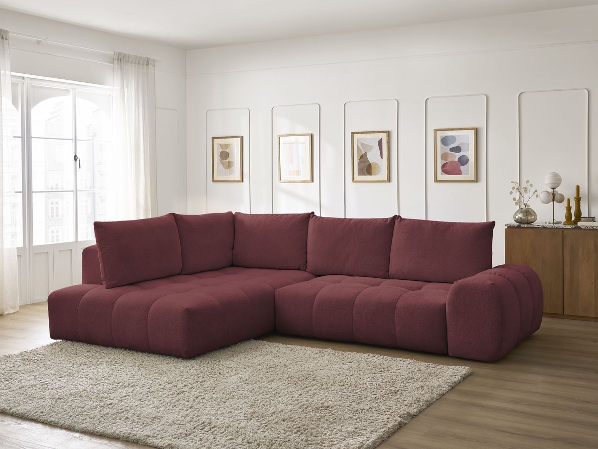Canapé d'angle L convertible coffre EVEREST tissu chiné