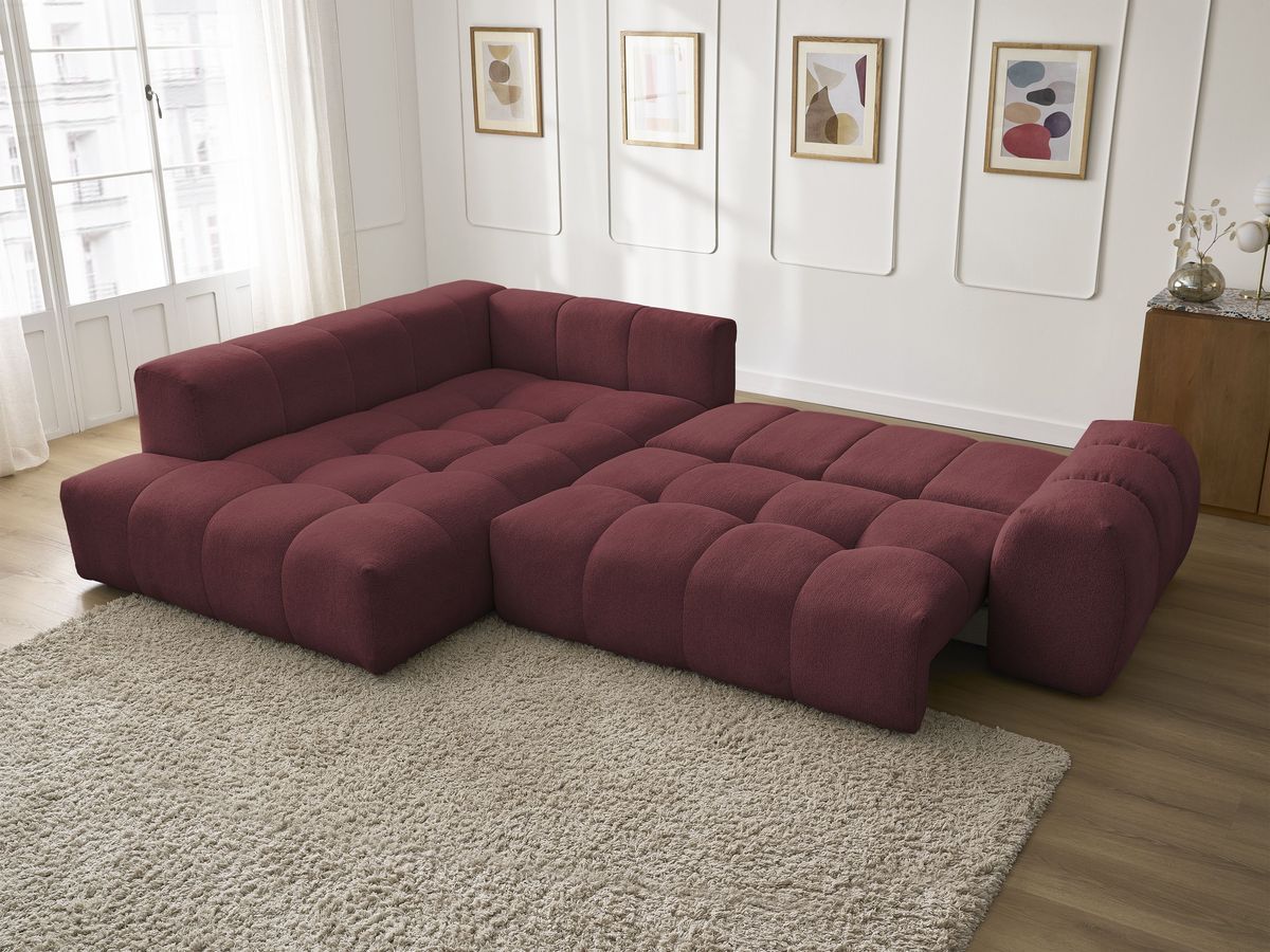 Canapé d'angle L convertible coffre EVEREST tissu chiné