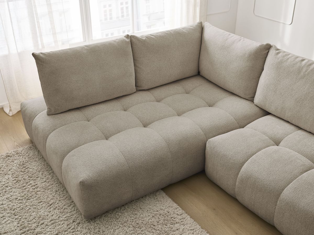 Canapé d'angle L convertible coffre EVEREST tissu chiné