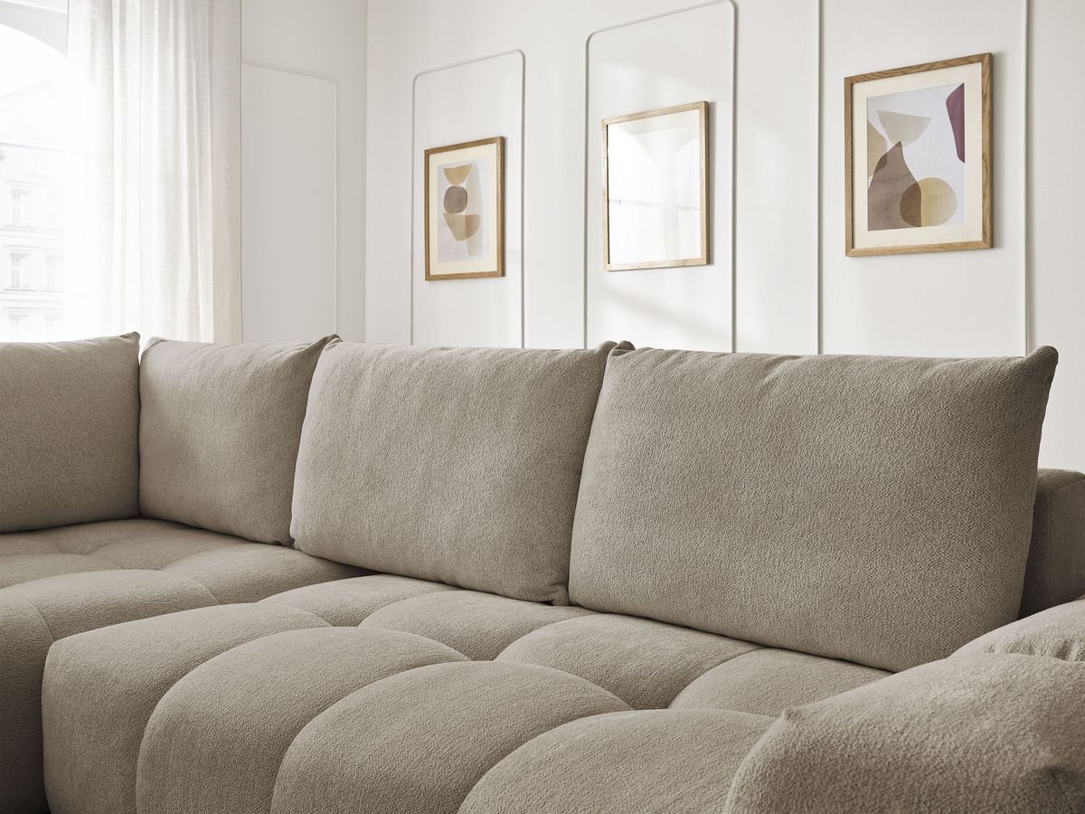 Canapé d'angle L convertible coffre EVEREST tissu chiné