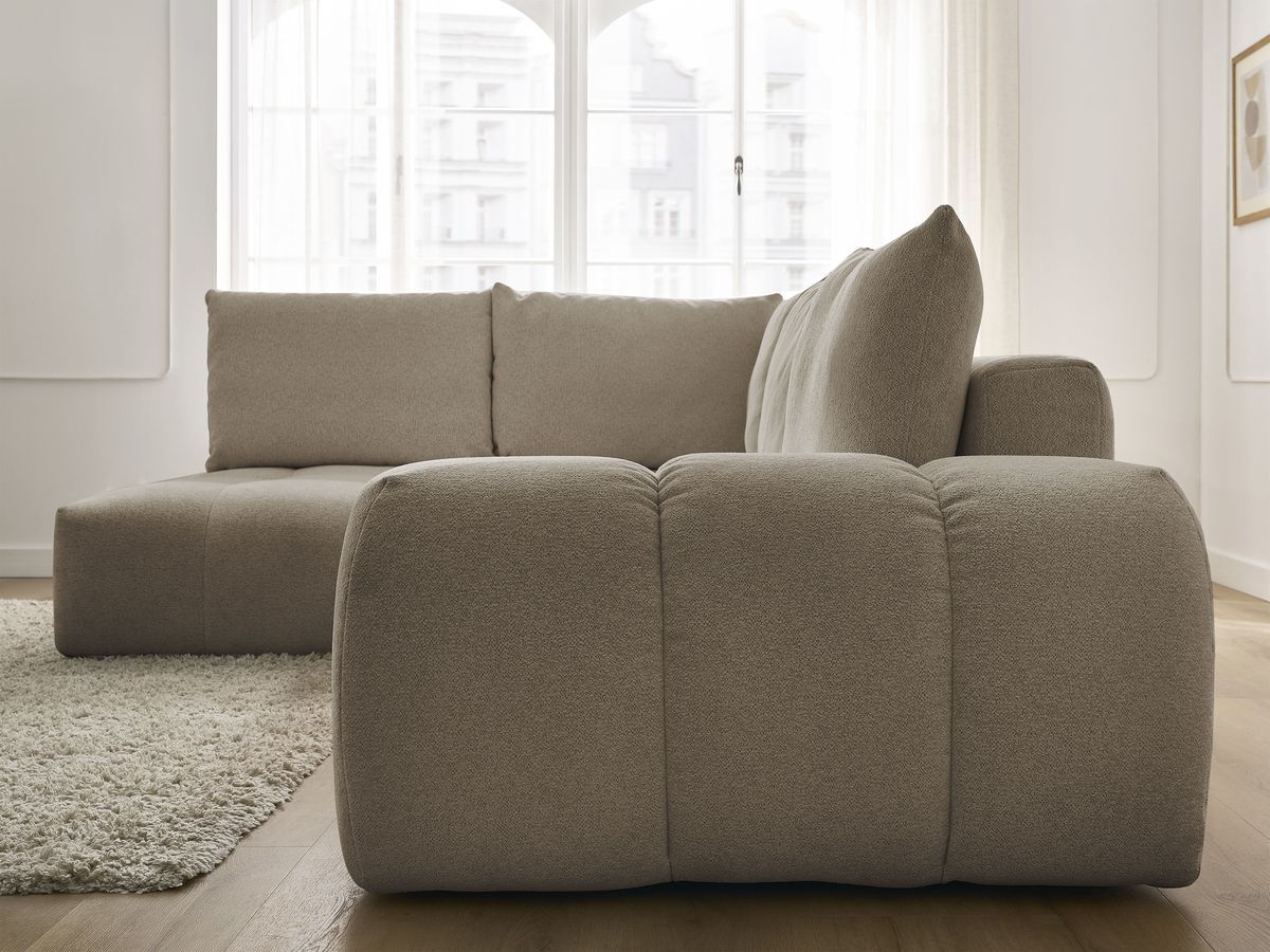 Canapé d'angle L convertible coffre EVEREST tissu chiné