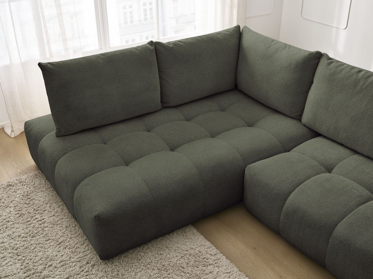 Canapé d'angle L convertible coffre EVEREST tissu chiné