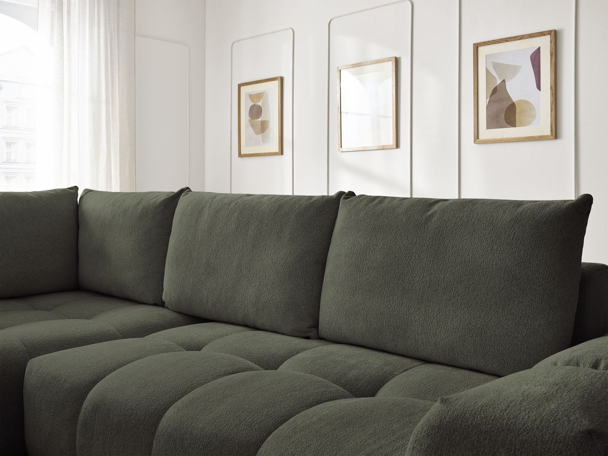 Canapé d'angle L convertible coffre EVEREST tissu chiné