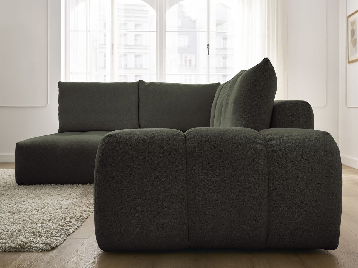 Canapé d'angle L convertible coffre EVEREST tissu chiné