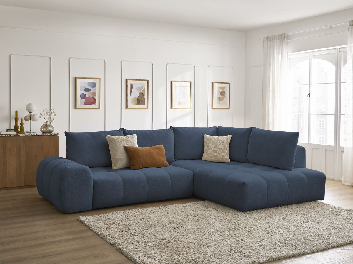 Canapé d'angle L convertible coffre EVEREST tissu chiné