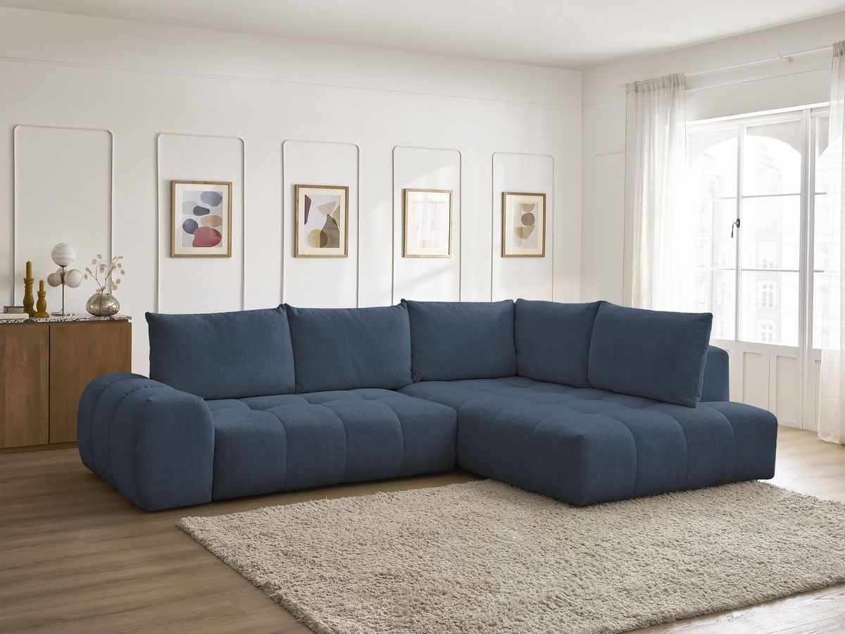 Canapé d'angle L convertible coffre EVEREST tissu chiné