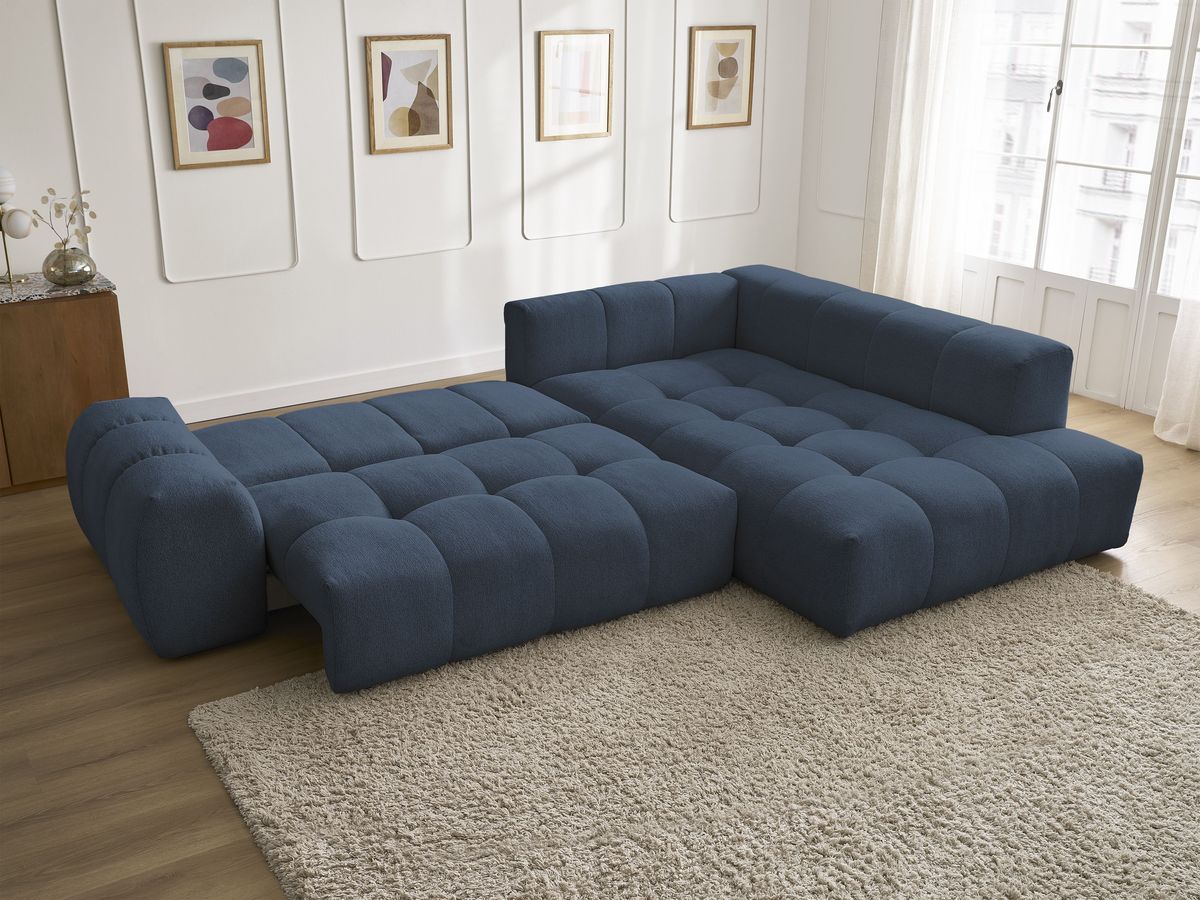 Canapé d'angle L convertible coffre EVEREST tissu chiné