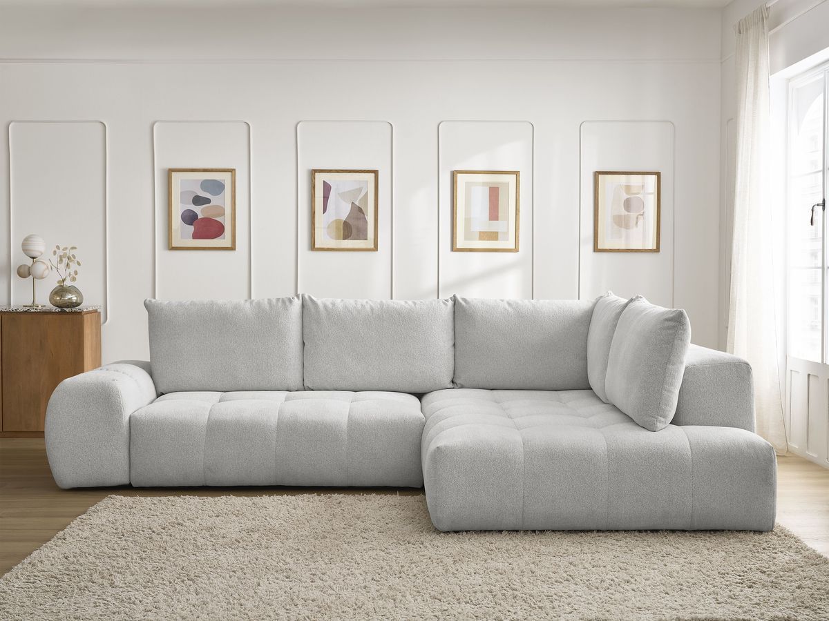 Canapé d'angle L convertible coffre EVEREST chiné gris clair — vue 5