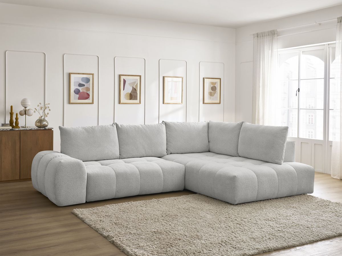 Canapé d'angle L convertible coffre EVEREST tissu chiné