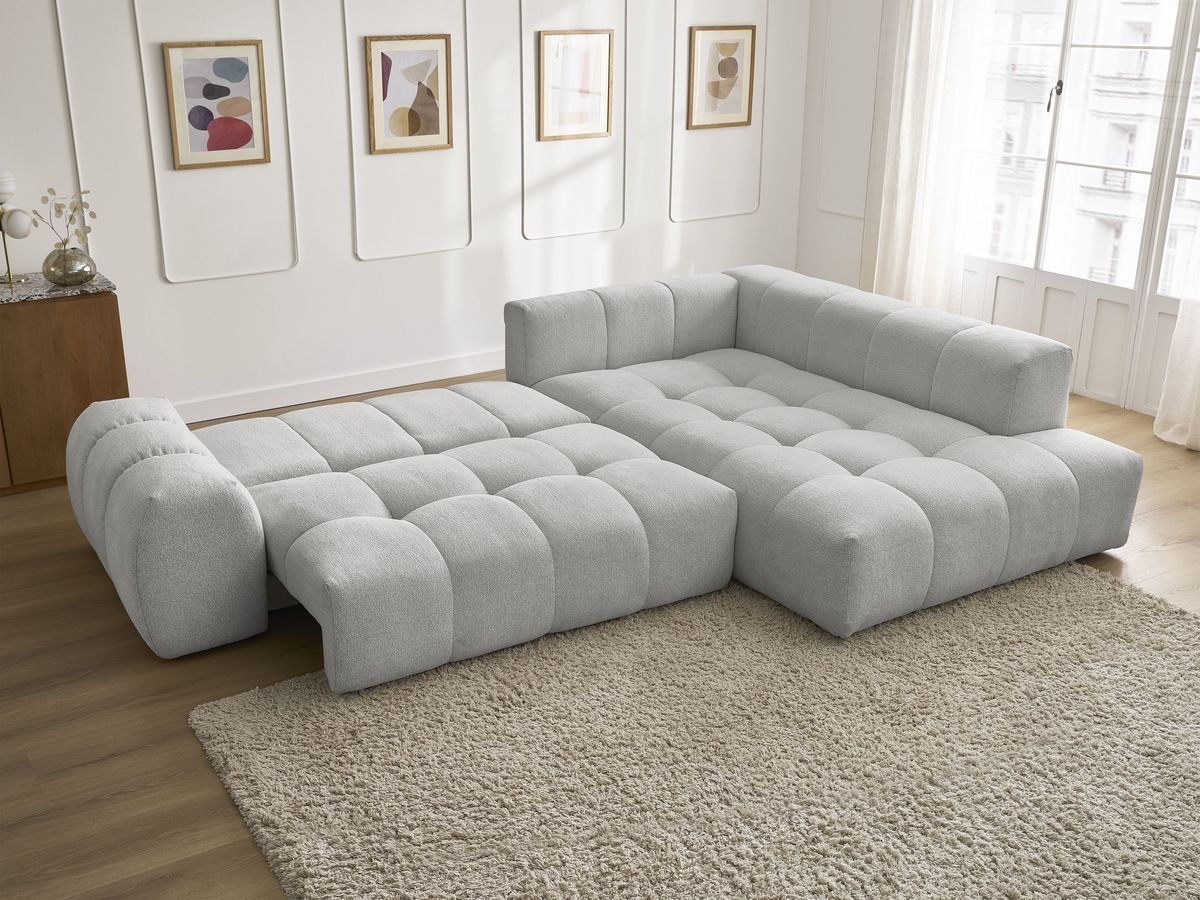 Canapé d'angle L convertible coffre EVEREST tissu chiné
