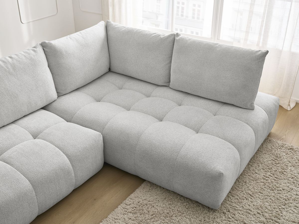Canapé d'angle L convertible coffre EVEREST tissu chiné