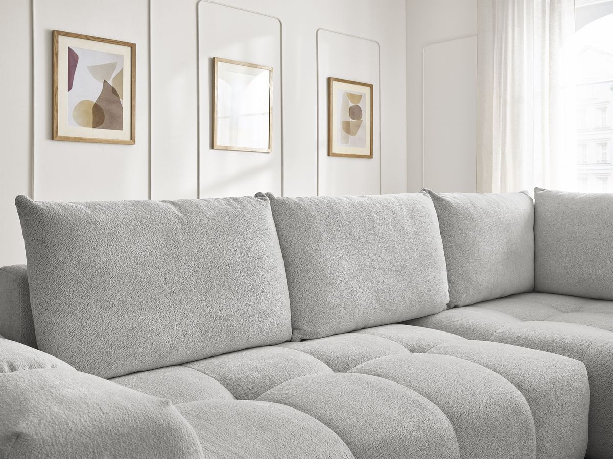 Canapé d'angle L convertible coffre EVEREST tissu chiné