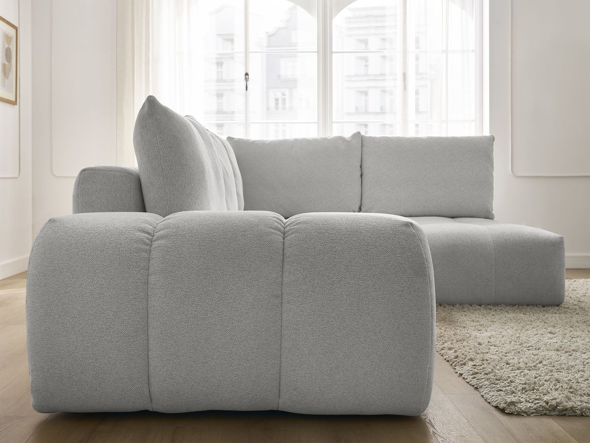 Canapé d'angle L convertible coffre EVEREST tissu chiné