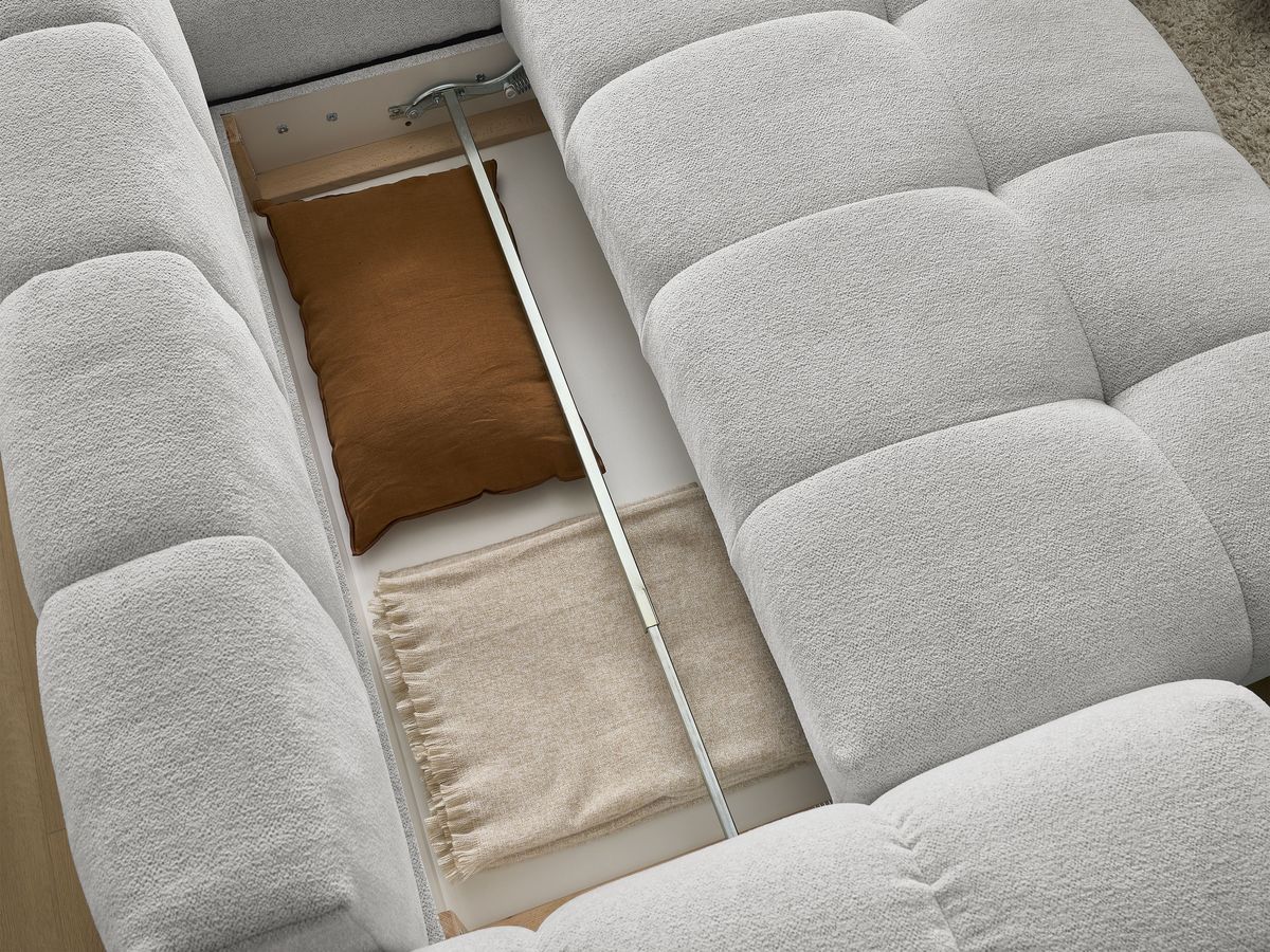 Canapé d'angle L convertible coffre EVEREST tissu chiné