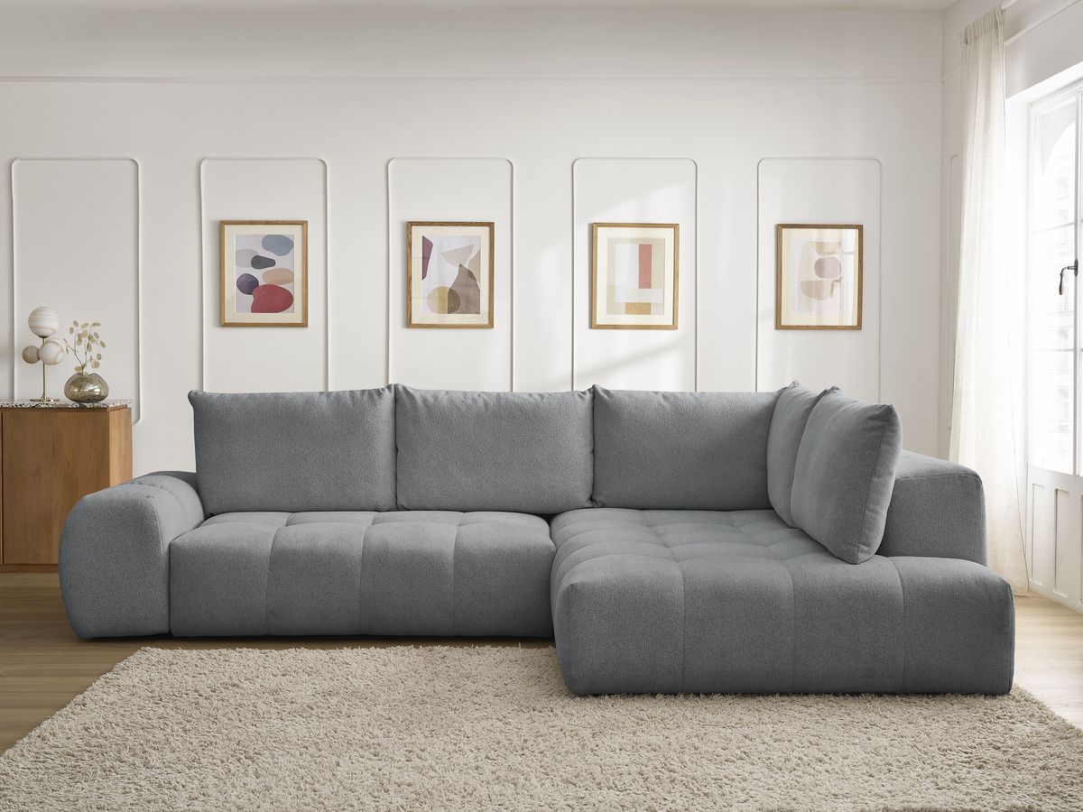 Canapé d'angle L convertible coffre EVEREST tissu chiné
