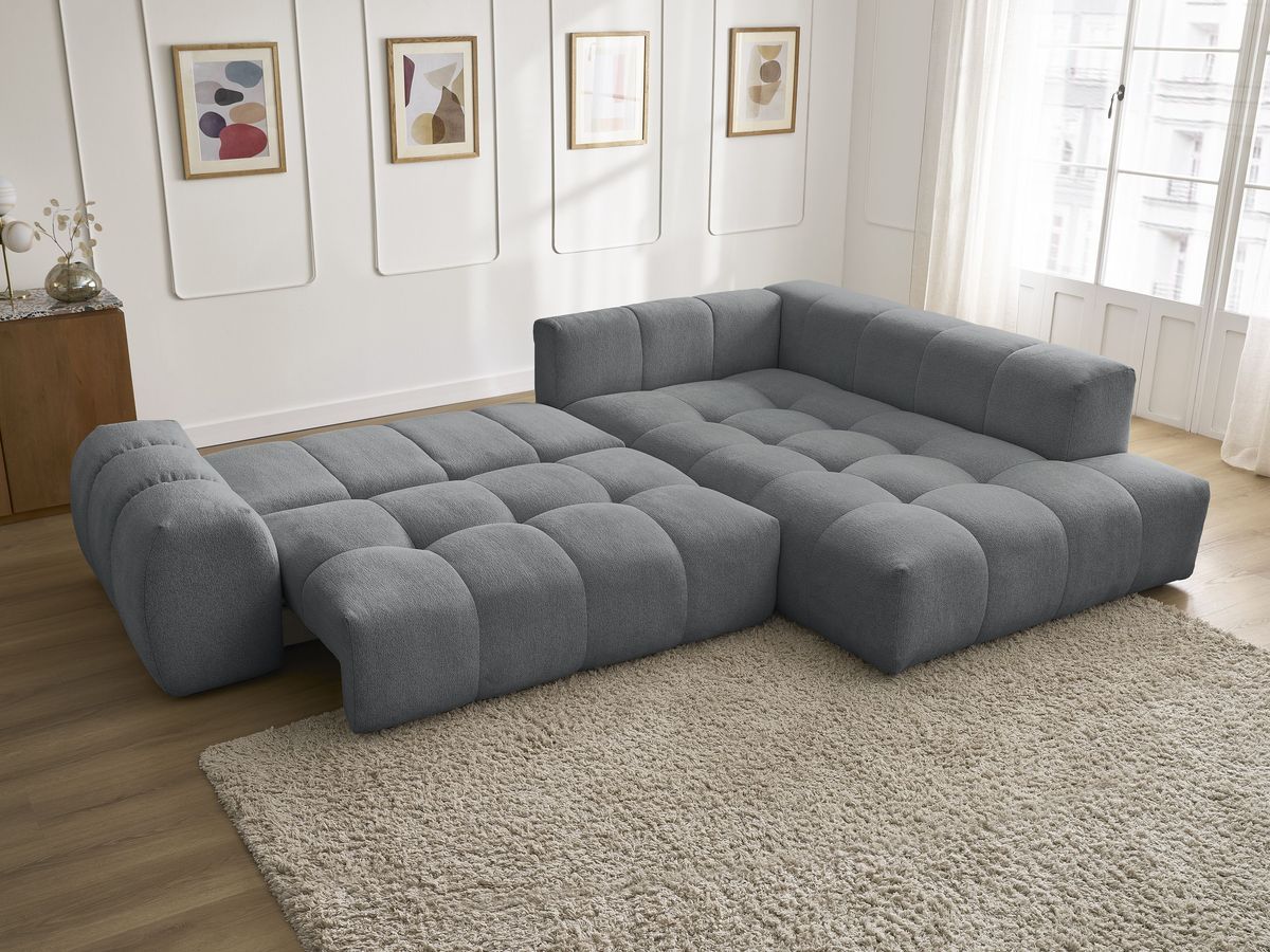 Canapé d'angle L convertible coffre EVEREST tissu chiné