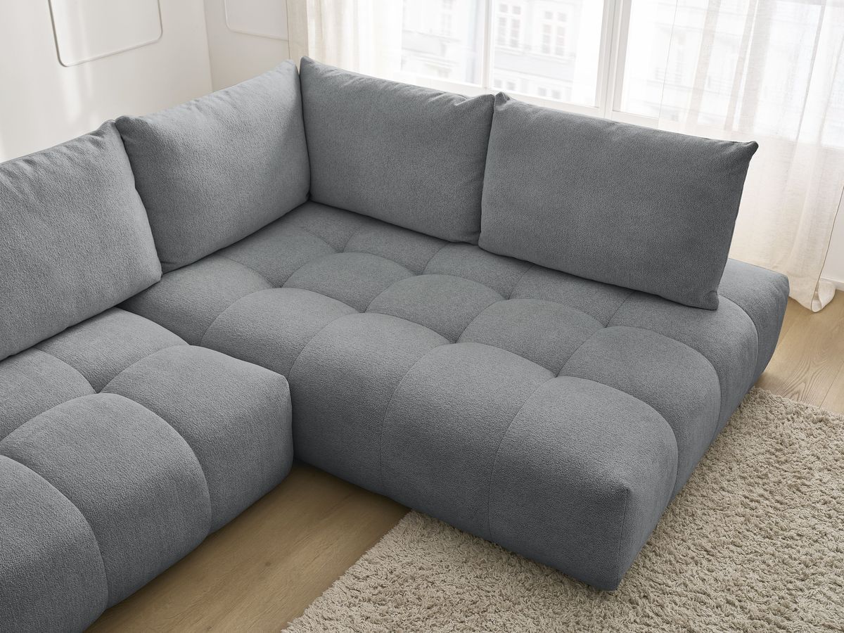 Canapé d'angle L convertible coffre EVEREST tissu chiné