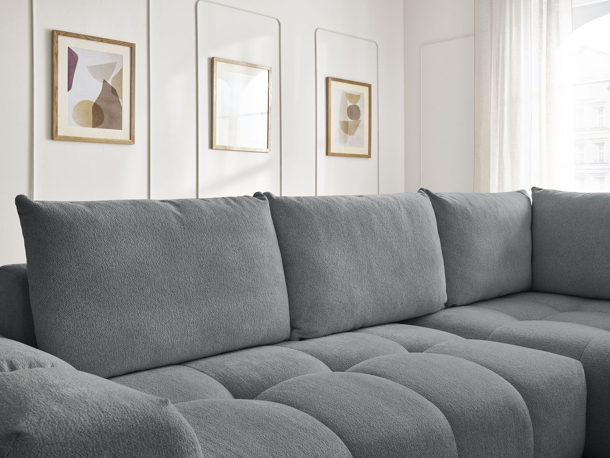 Canapé d'angle L convertible coffre EVEREST tissu chiné