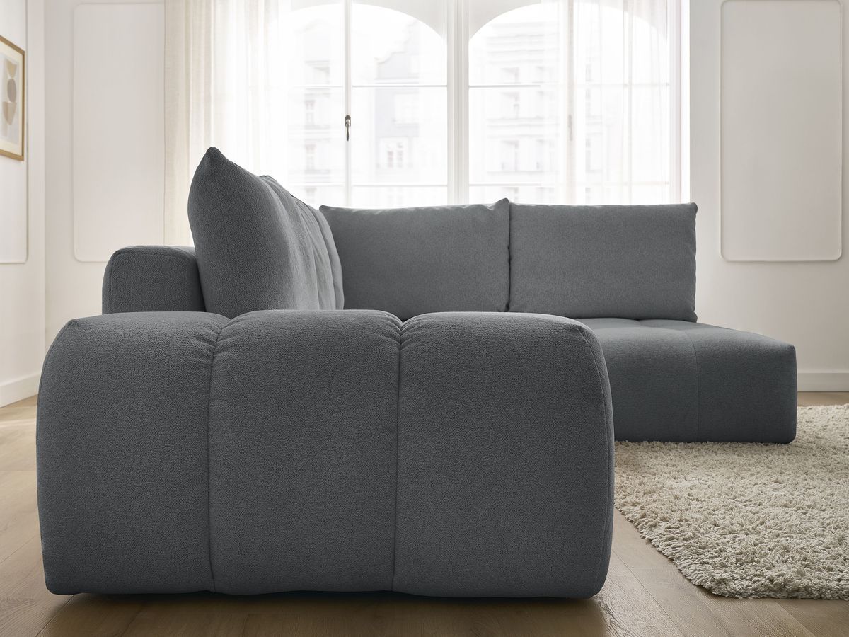 Canapé d'angle L convertible coffre EVEREST tissu chiné