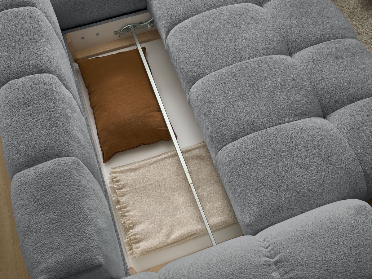 Canapé d'angle L convertible coffre EVEREST tissu chiné
