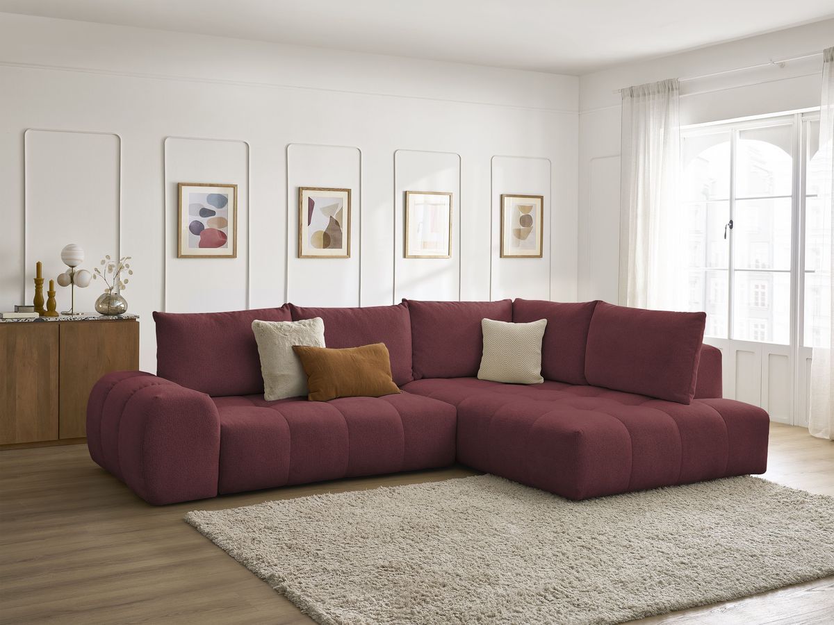 Canapé d'angle L convertible coffre EVEREST tissu chiné
