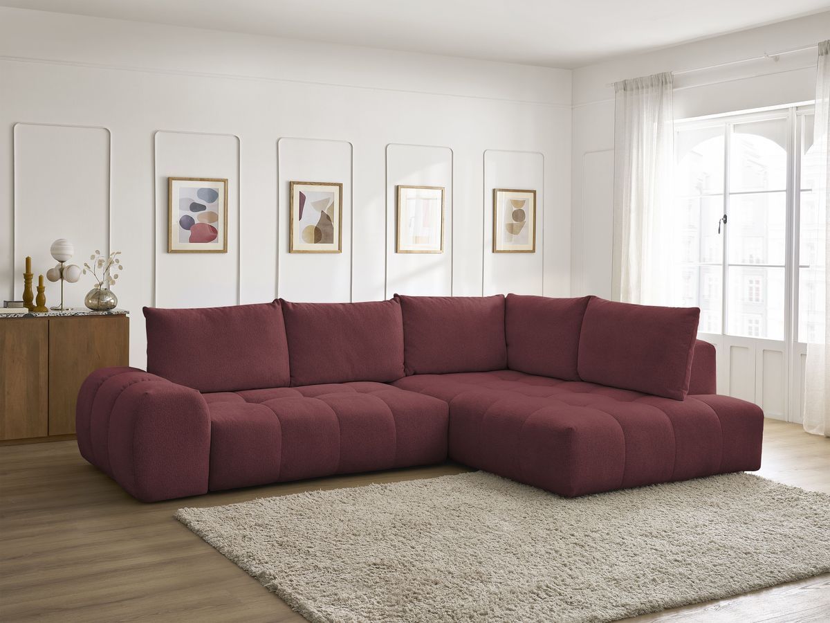 Canapé d'angle L convertible coffre EVEREST tissu chiné