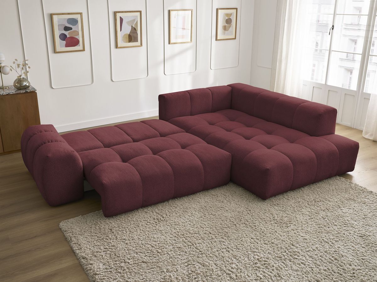 Canapé d'angle L convertible coffre EVEREST tissu chiné