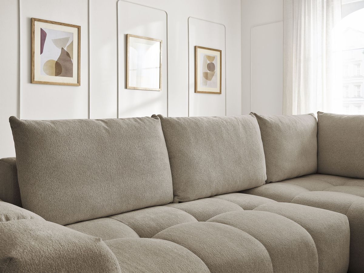 Canapé d'angle L convertible coffre EVEREST tissu chiné