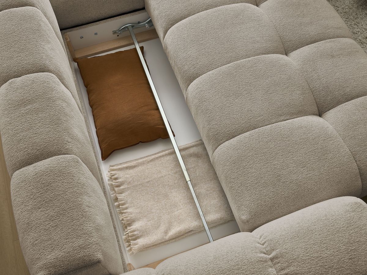 Canapé d'angle L convertible coffre EVEREST tissu chiné