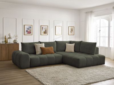 Canapé d'angle L convertible coffre EVEREST tissu chiné