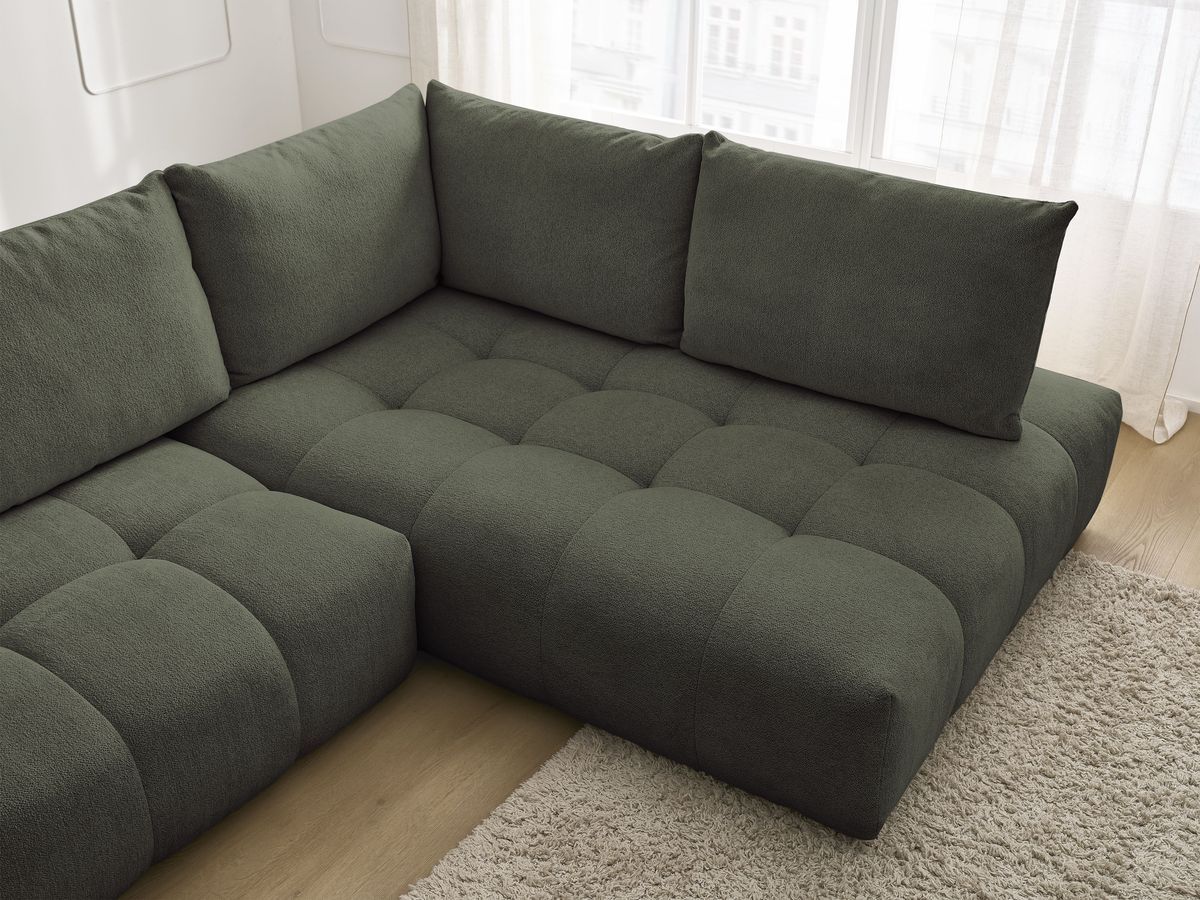 Canapé d'angle L convertible coffre EVEREST tissu chiné