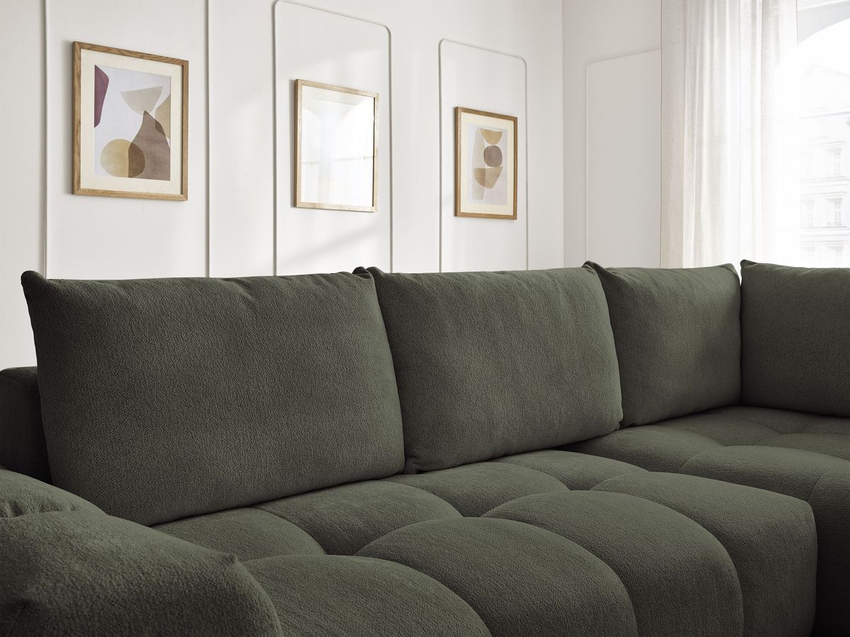 Canapé d'angle L convertible coffre EVEREST tissu chiné