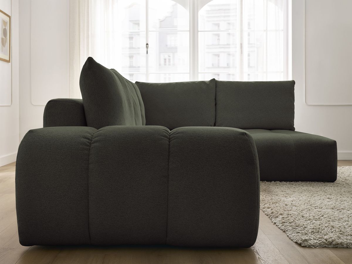 Canapé d'angle L convertible coffre EVEREST tissu chiné