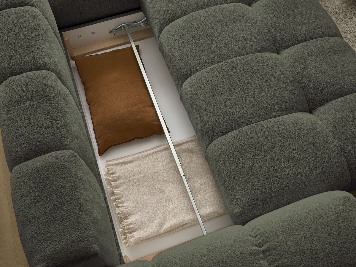 Canapé d'angle L convertible coffre EVEREST tissu chiné