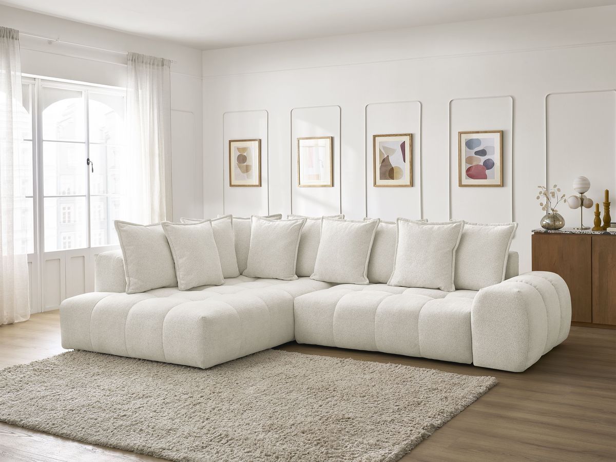 Canapé d'angle L convertible coffre EVEREST tissu chiné