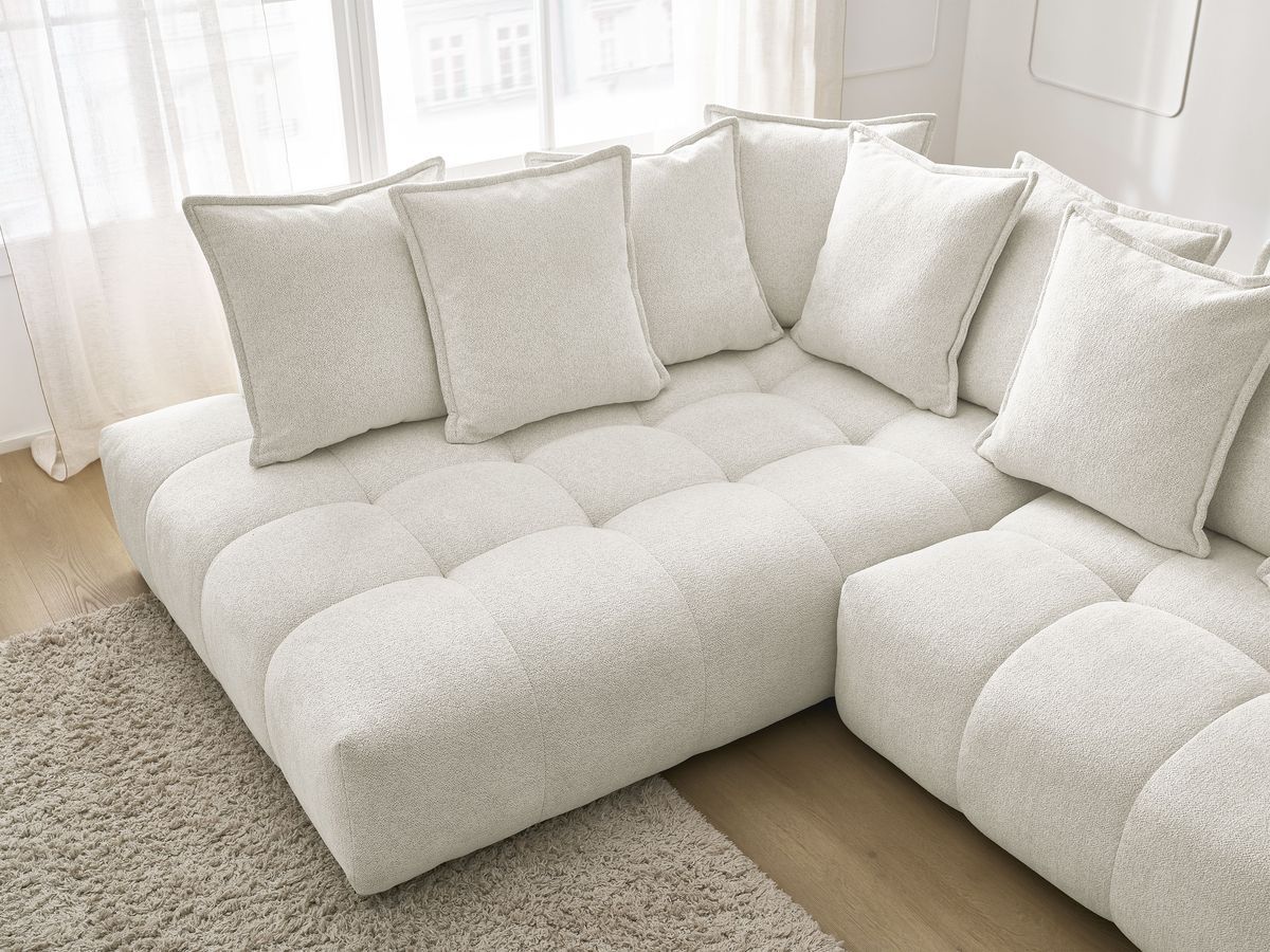 Canapé d'angle L convertible coffre EVEREST tissu chiné