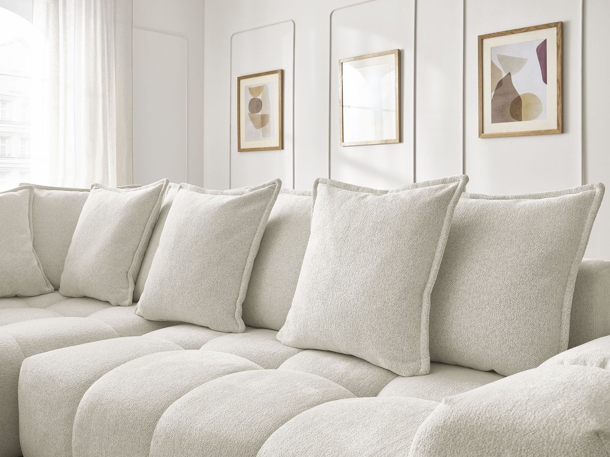 Canapé d'angle L convertible coffre EVEREST tissu chiné