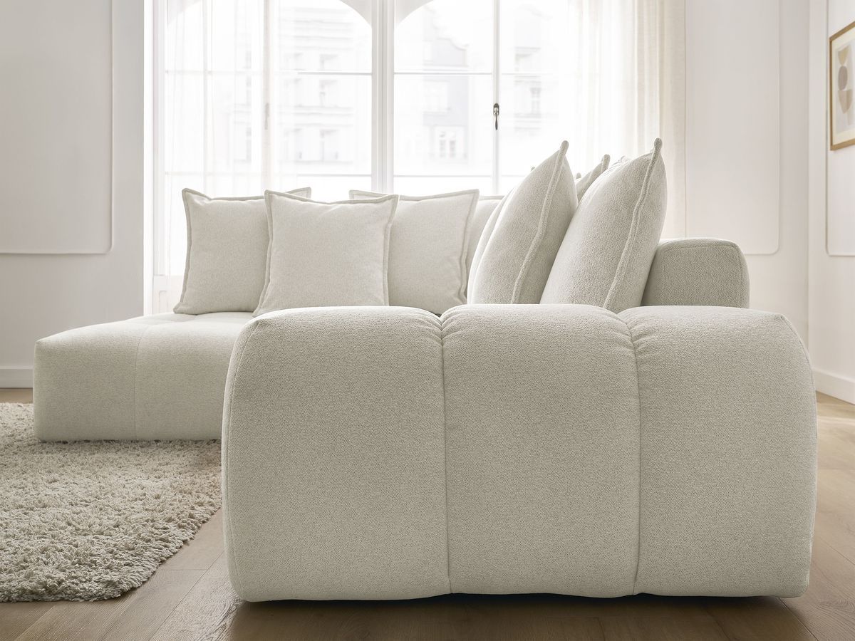 Canapé d'angle L convertible coffre EVEREST tissu chiné