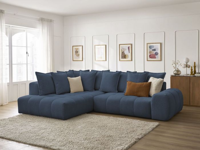 Canapé d'angle L convertible coffre EVEREST tissu chiné