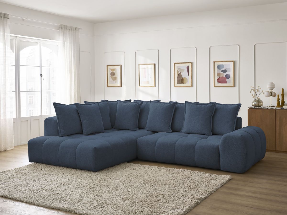 Canapé d'angle L convertible coffre EVEREST tissu chiné