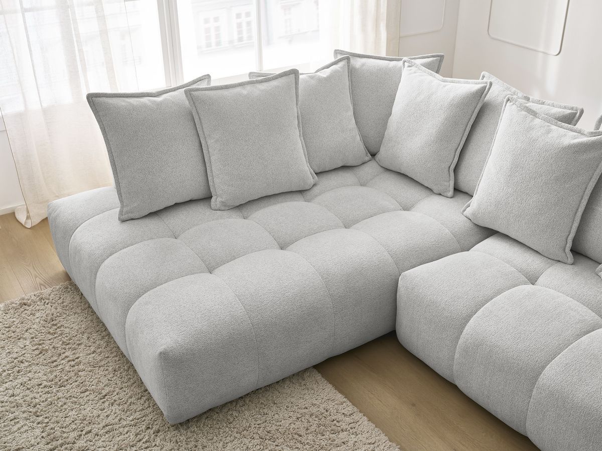 Canapé d'angle L convertible coffre EVEREST tissu chiné