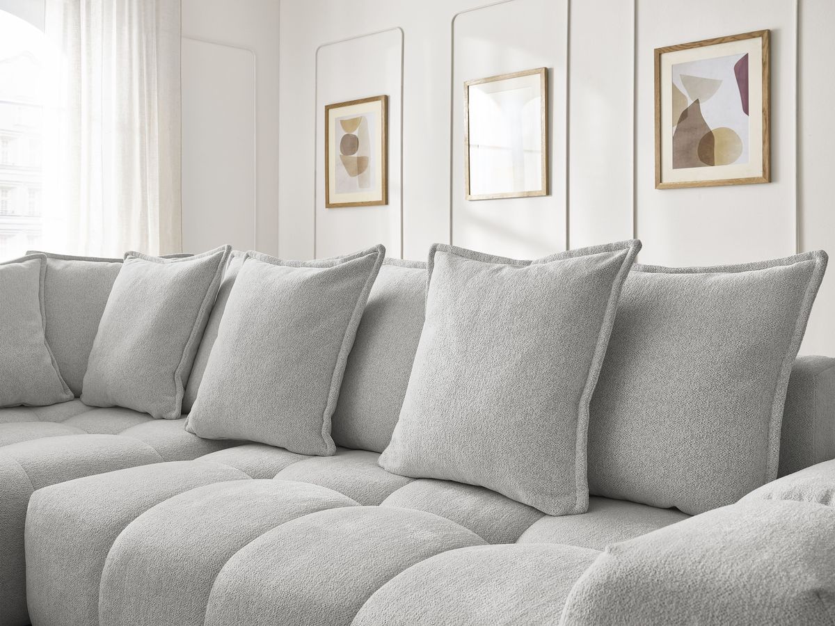 Canapé d'angle L convertible coffre EVEREST tissu chiné