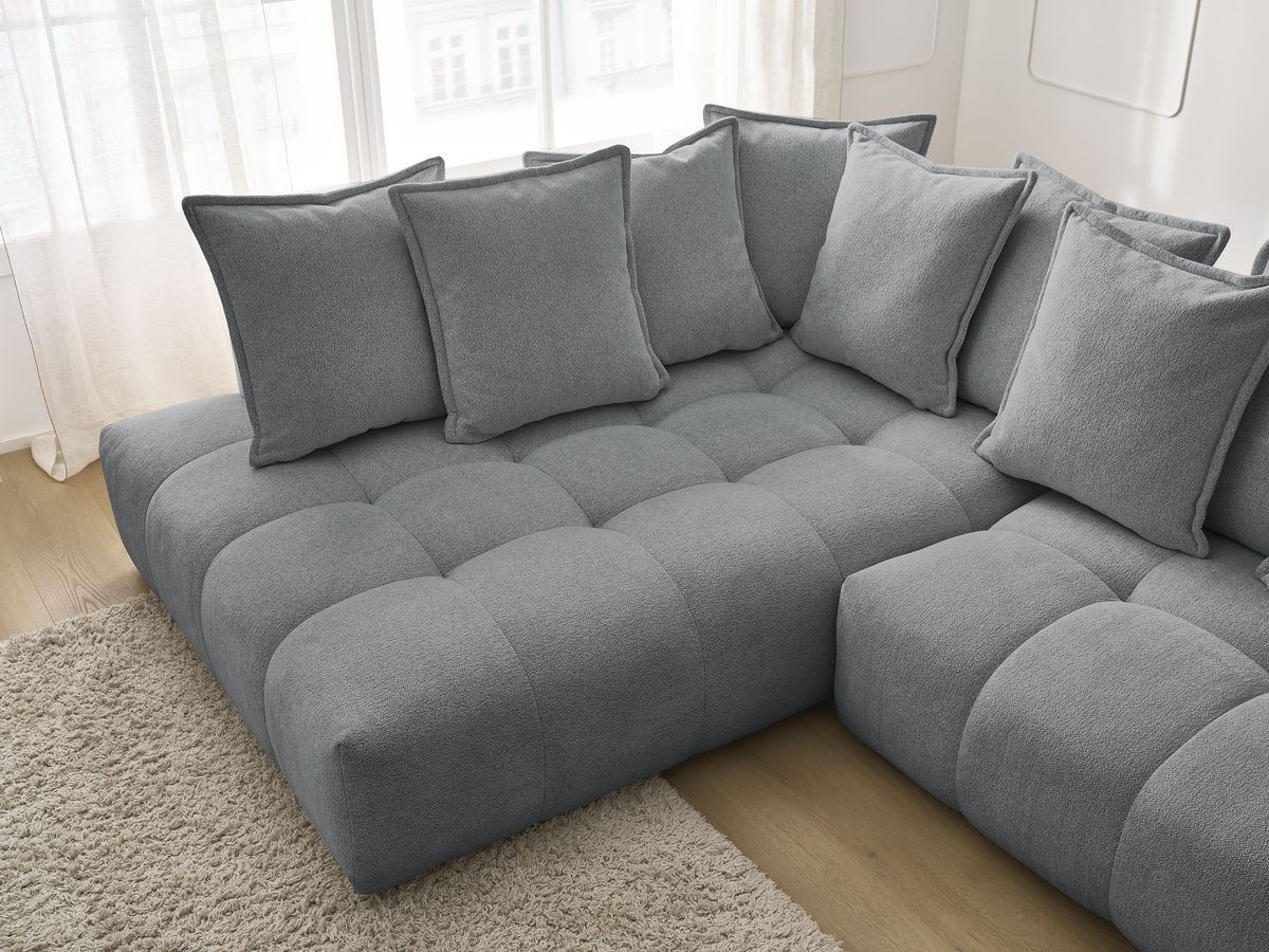Canapé d'angle L convertible coffre EVEREST tissu chiné
