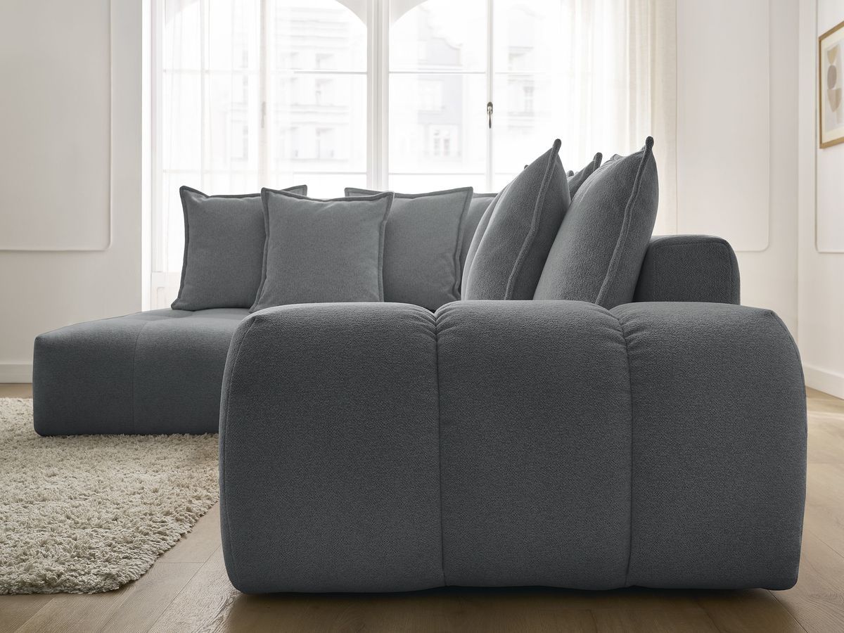 Canapé d'angle L convertible coffre EVEREST tissu chiné