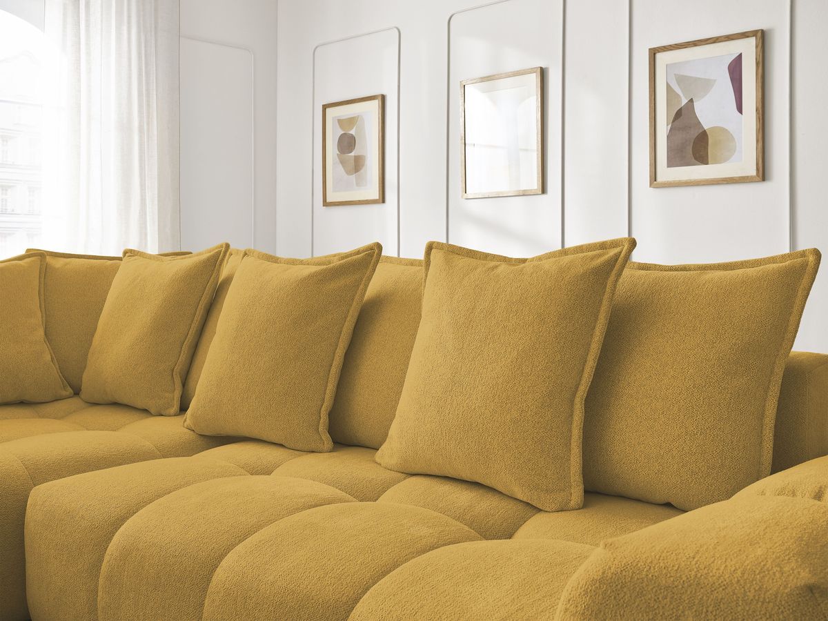 Canapé d'angle L convertible coffre EVEREST tissu chiné