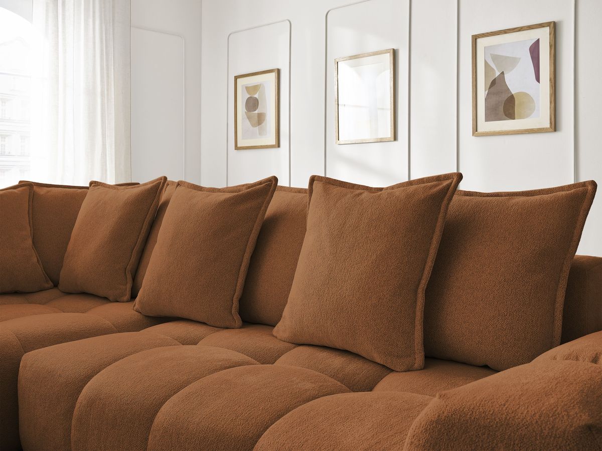 Canapé d'angle L convertible coffre EVEREST tissu chiné