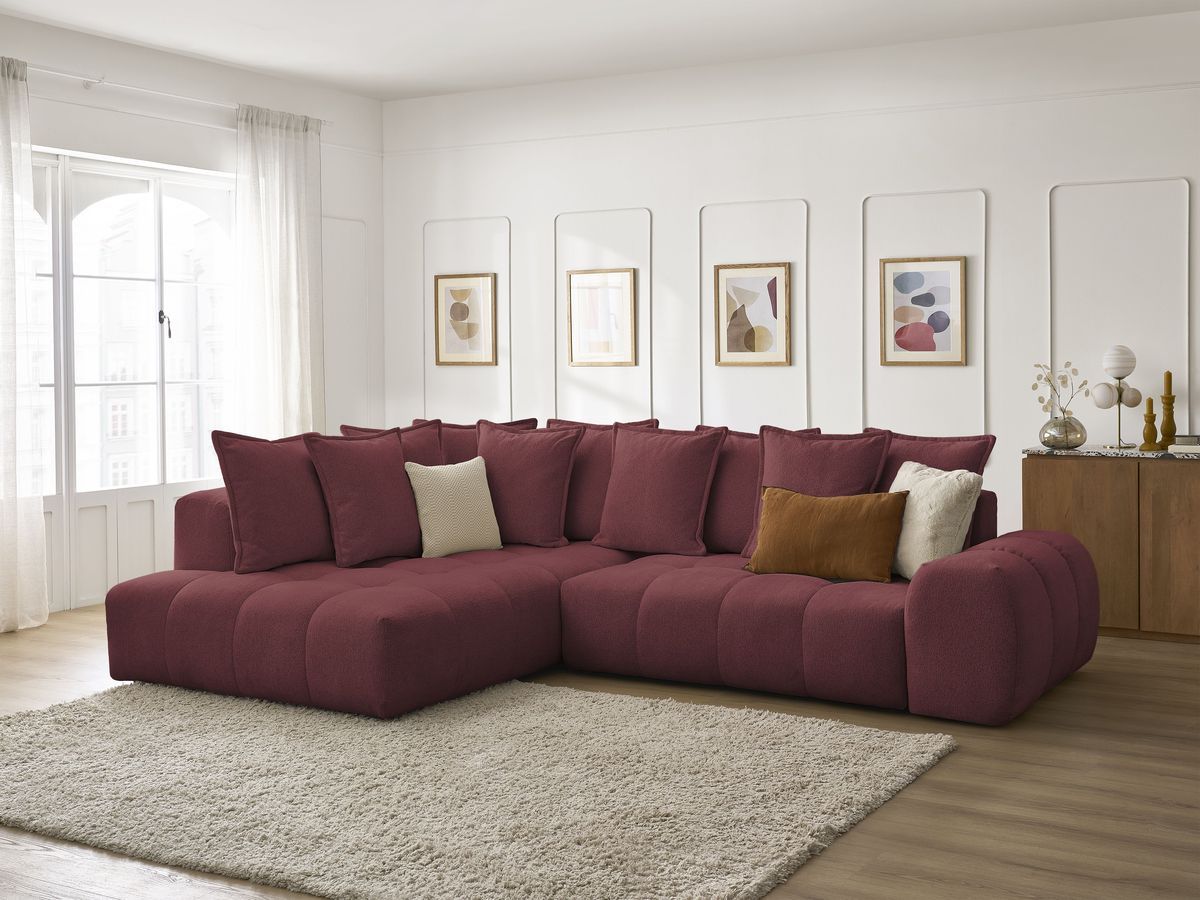 Canapé d'angle L convertible coffre EVEREST tissu chiné