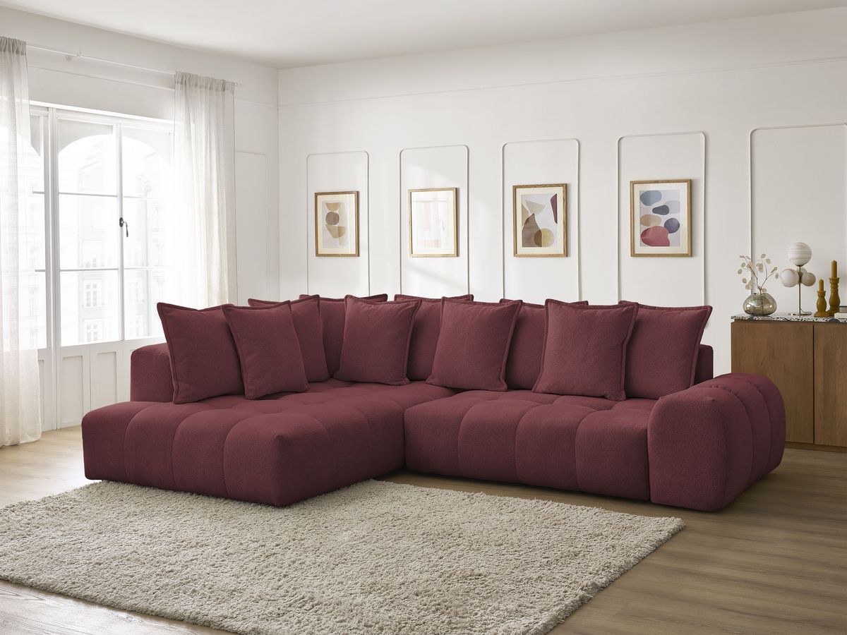 Canapé d'angle L convertible coffre EVEREST tissu chiné